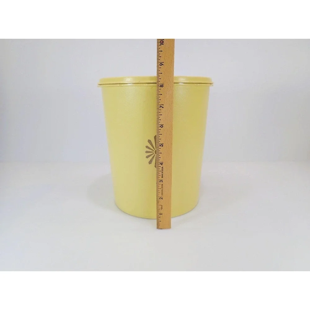 Vintage Tupperware Yellow Servalier Nesting Canister Set 4 Sunburst Starburst Li